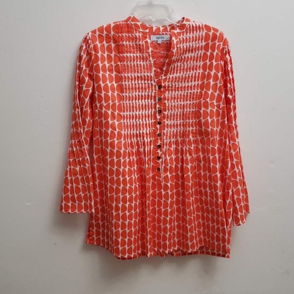 Orange snapdragon brand pintuck pullover top